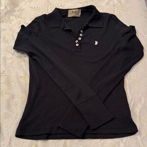 VINTAGE JUICY COUTURE Long sleeve polo. Scotty the Dog logo. L